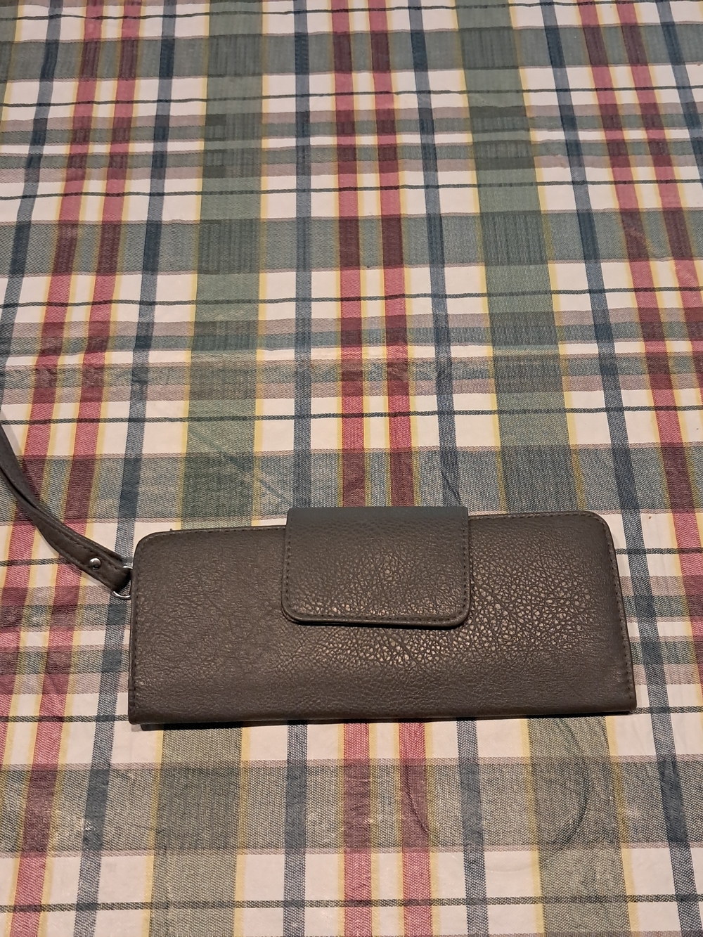 Gray Leather Wristlet Wallet